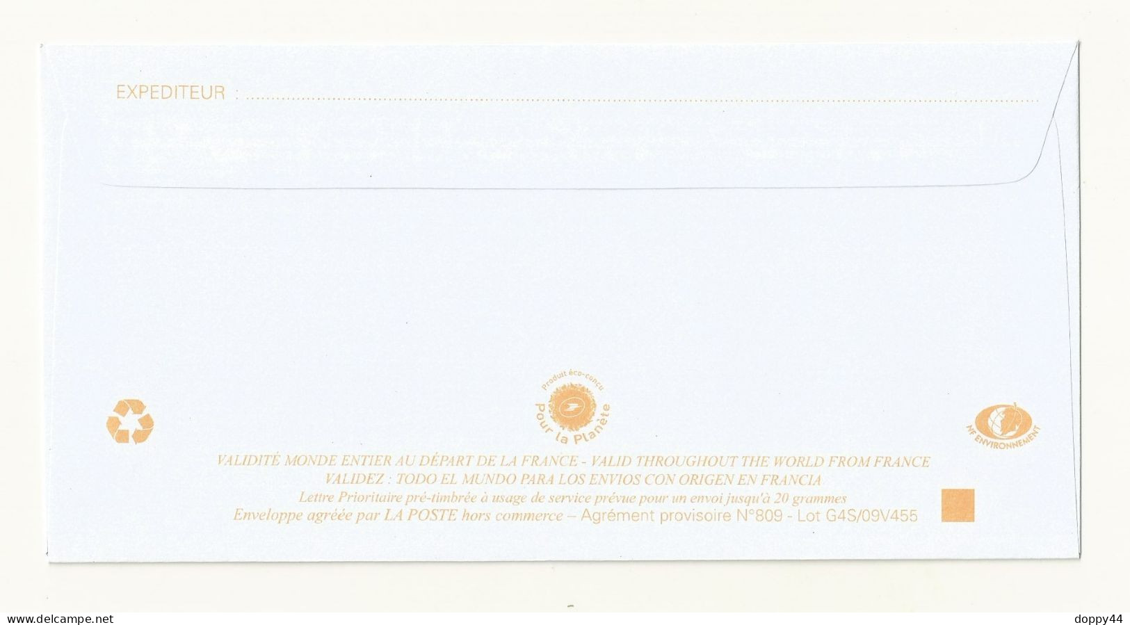 PAP DE SERVICE  LA POSTE NEUF SUPERBE  LOT G4S/09V455. - Official Stationery