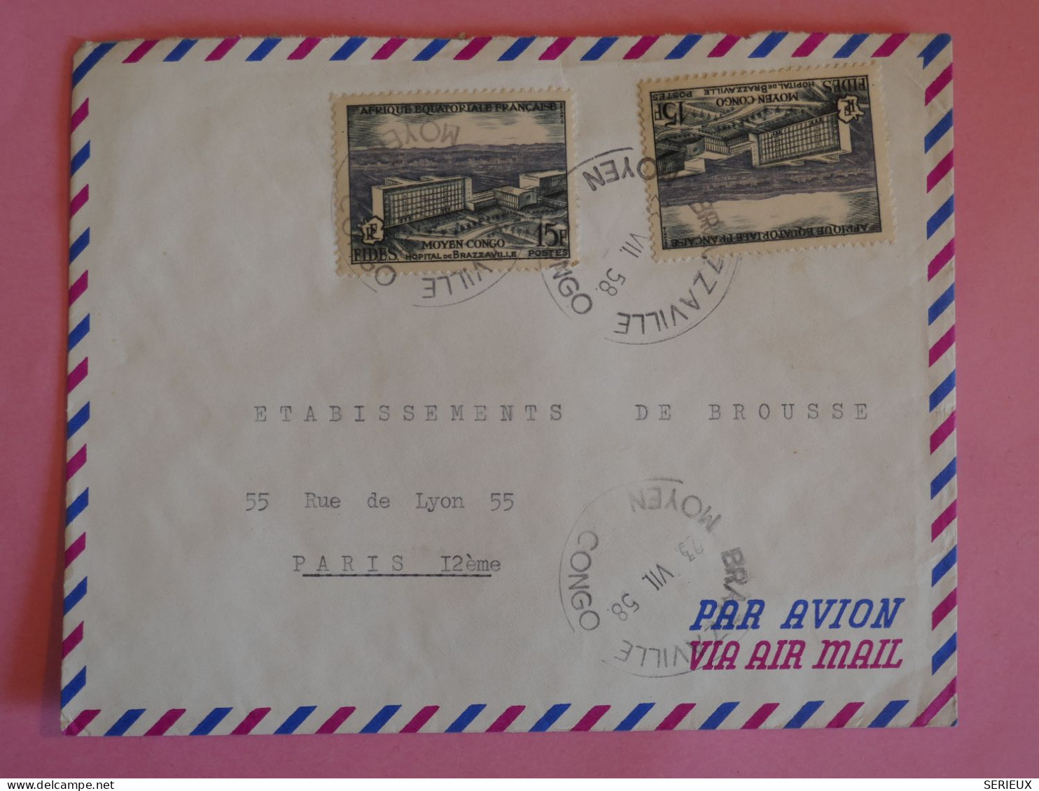 BT7  AEF    BELLE  LETTRE  1958 PAR AVION A   PARIS FRANCE + AFF.PLAISANT++++ - Briefe U. Dokumente