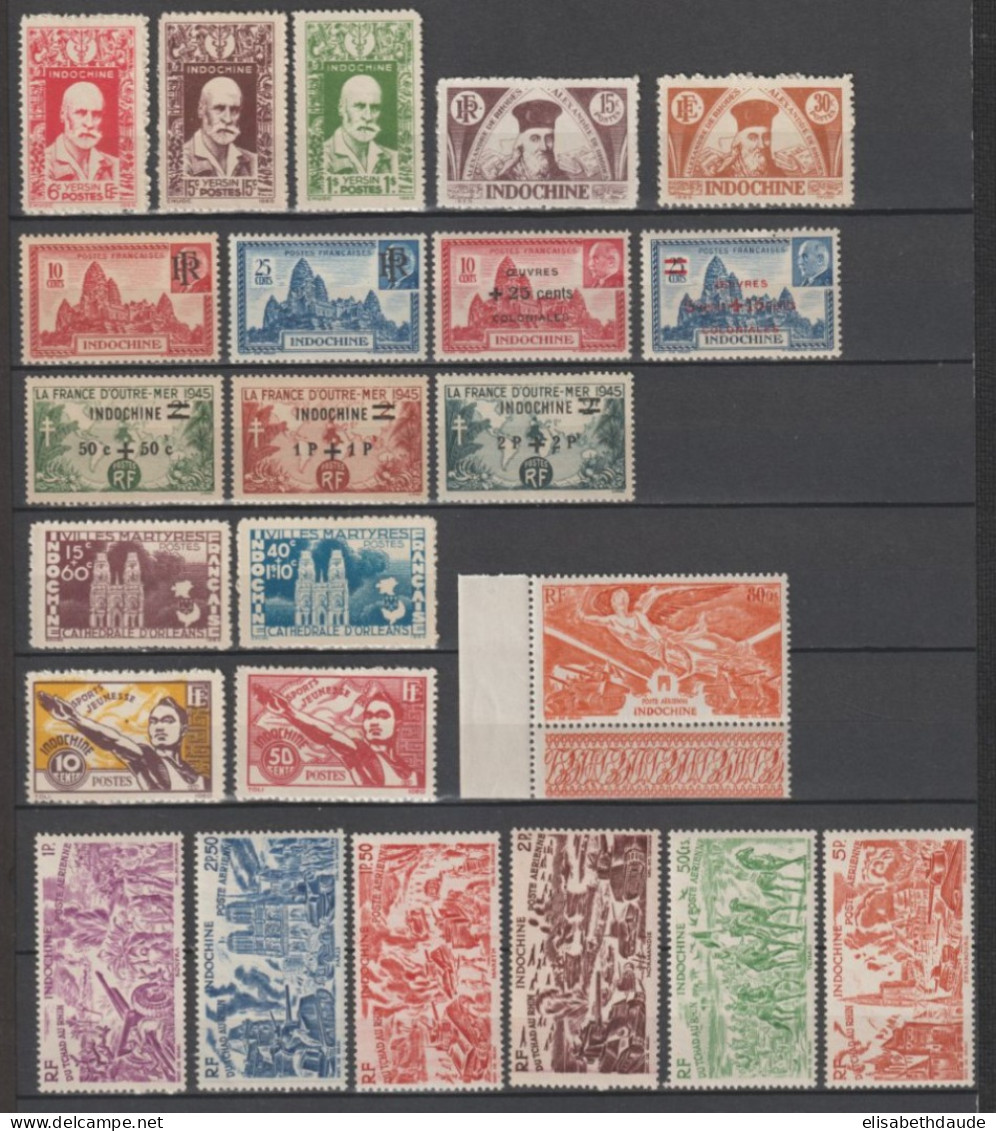 1944/1946 - INDOCHINE - YVERT N°284/300 (SAUF 289) + AERIENS 39/45 ** MNH - COTE = 50.75 EUR - Ongebruikt