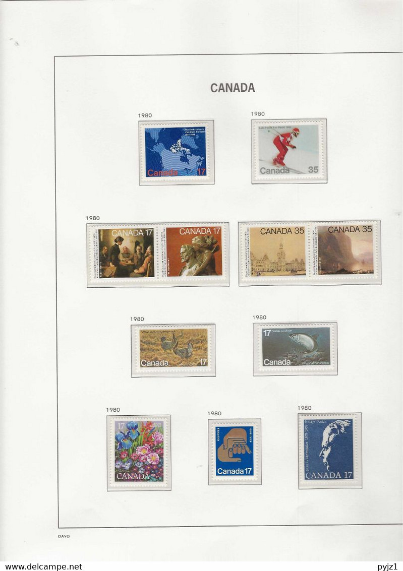 1980 MNH Canada Year Collection + Sheet, According To DAVO Album Postfris** - Años Completos