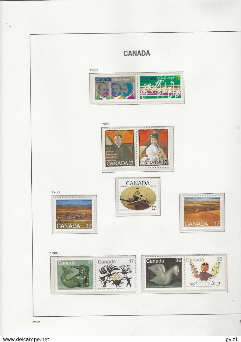 1980 MNH Canada Year Collection + Sheet, According To DAVO Album Postfris** - Años Completos