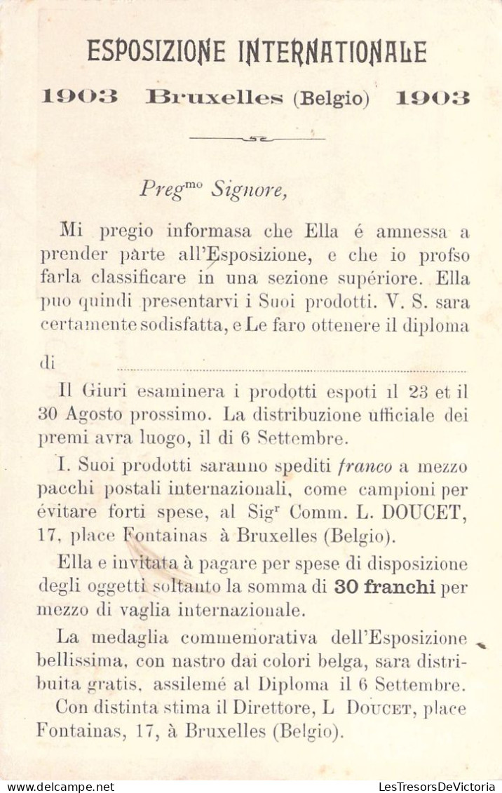 BELGIQUE - BRUXELLES - Esposizione Internationale - 1903 - Carte Postale Ancienne - Universal Exhibitions