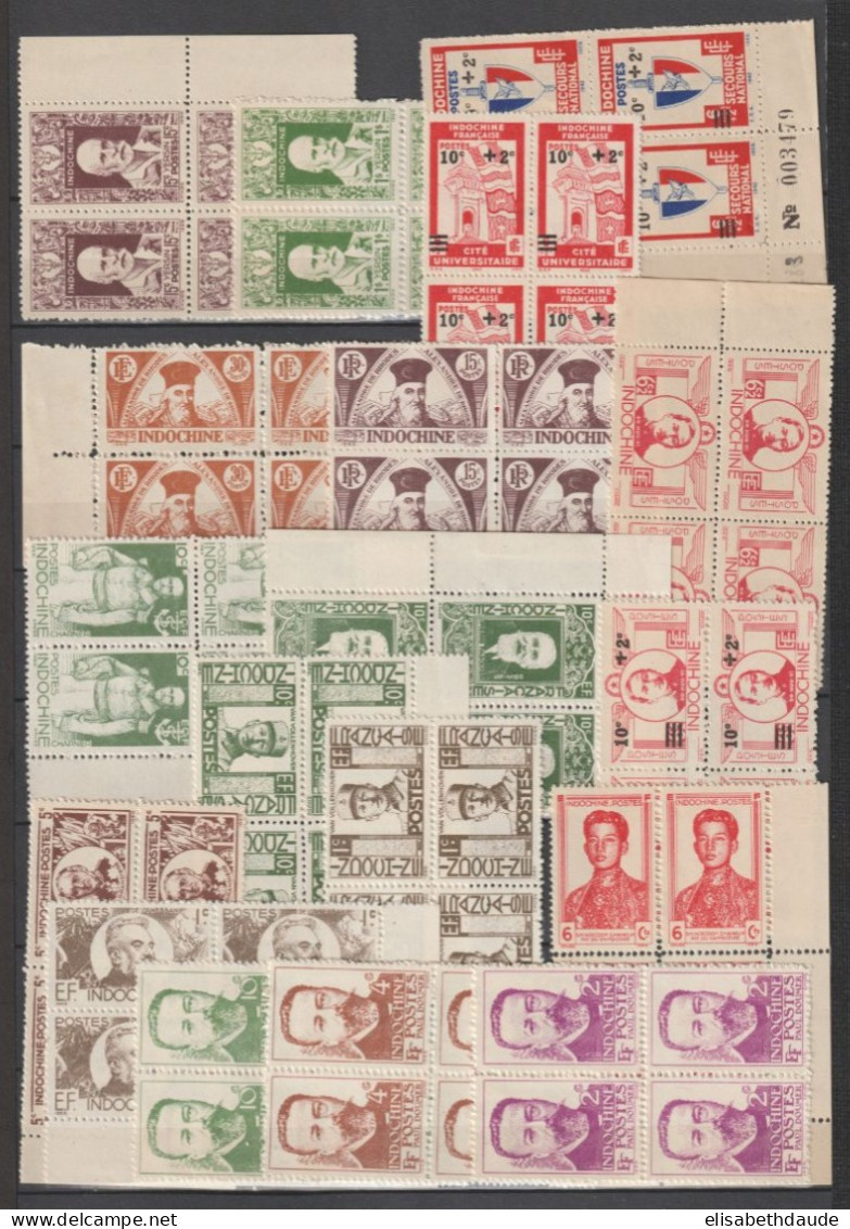 1943/1944 - INDOCHINE - COLLECTION De  BLOCS De 4 ! EMIS SANS GOMME - COTE YVERT = 79++ EUR - Unused Stamps