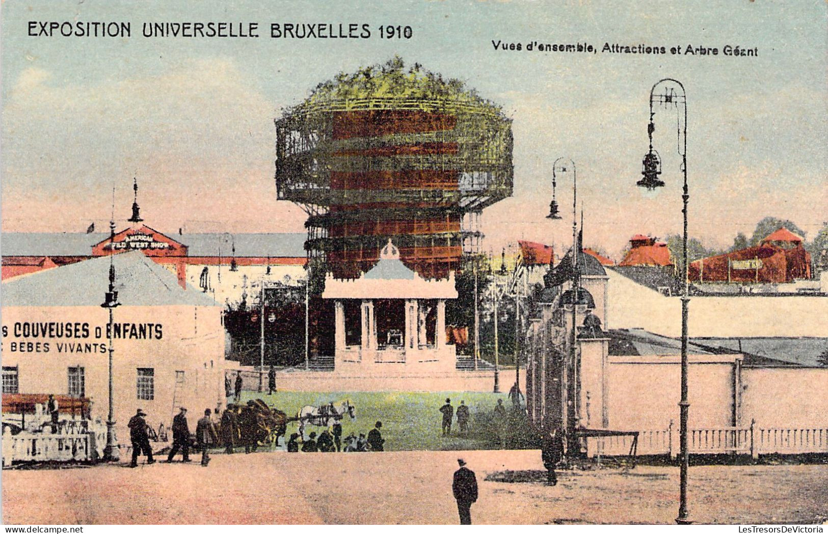 BELGIQUE - BRUXELLES - EXPOSITION UNIVERSELLE - Vue D'ensemble Attractions Et Arbre Géant - Carte Postale Ancienne - Expositions Universelles