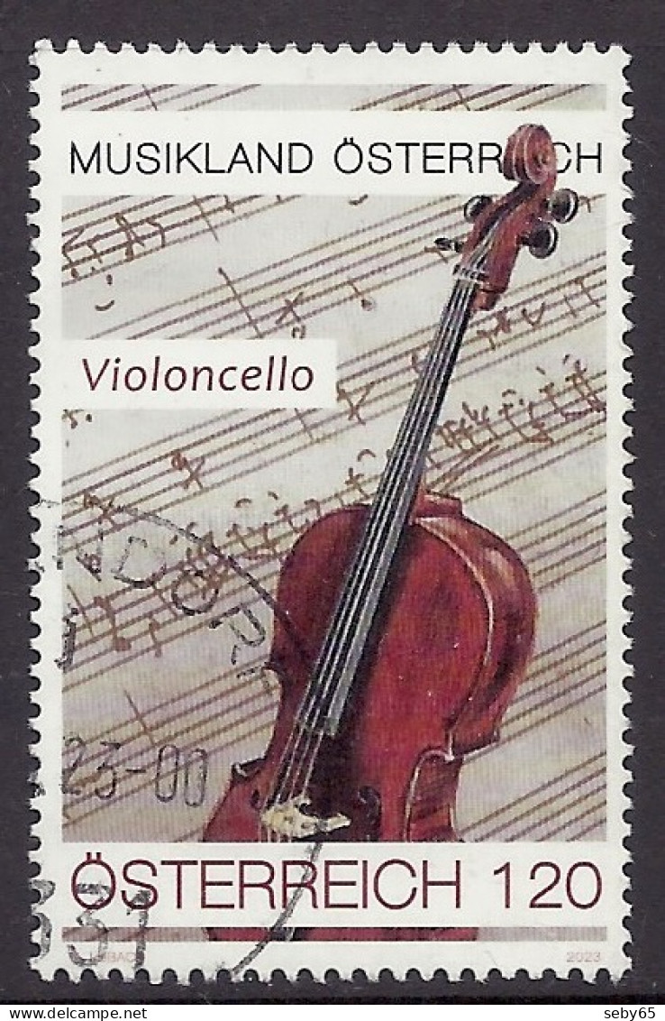Austria / Osterreich 2023 - Violoncello, Musikland, Musik Instrumente, Musical Instruments, Cello, Violoncelle - Used - Oblitérés
