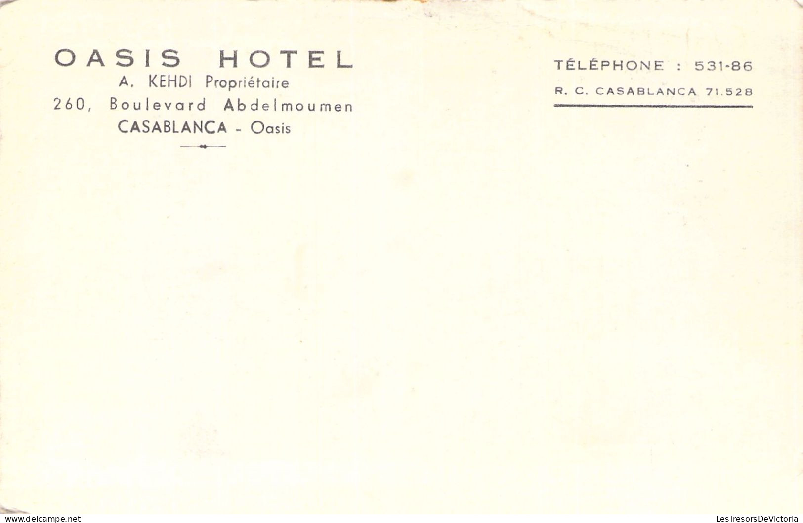 MAROC - OASIS HOTEL De Casablanca - Carte Postale Ancienne - Casablanca