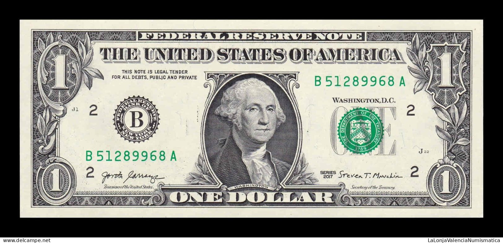Estados Unidos United States 1 Dollar 2017 Pick 544 B - New York NY Sc Unc - New York