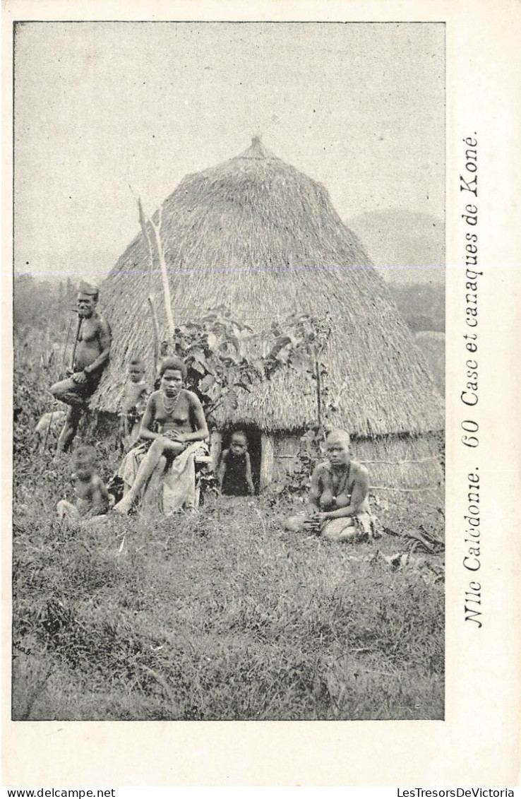 Nouvelle Calédonie - Case Et Canaque De Koné - Animé  - Carte Postale Ancienne - Nouvelle-Calédonie