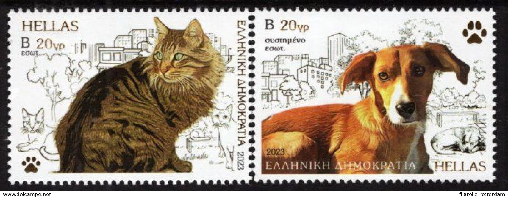 Greece / Griekenland - Postfris / MNH - Complete Set Stray Animals 2023 - Unused Stamps