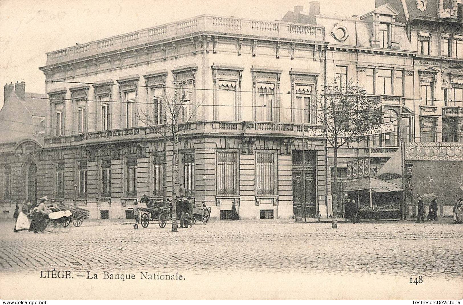 Belgique - Liège - La Banque Nationale - Attelage - Carte Postale Ancienne - Liege