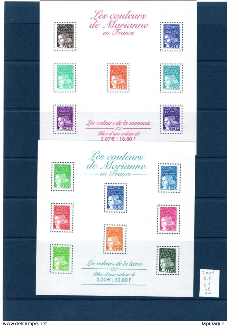 FR 2001 ANNEE COMPLETE NEUVE** MNH moins les Marianne 3417-8-9