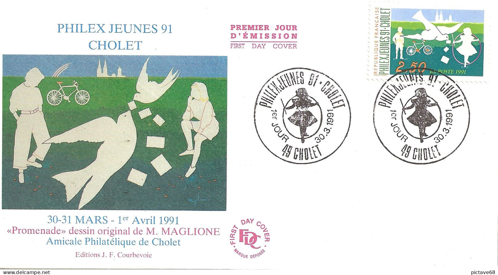 FRANCE / FDC/ ENVELOPPE PJ  PHILEXJEUNES CHOLET 1991 N° 2690 - 1990-1999