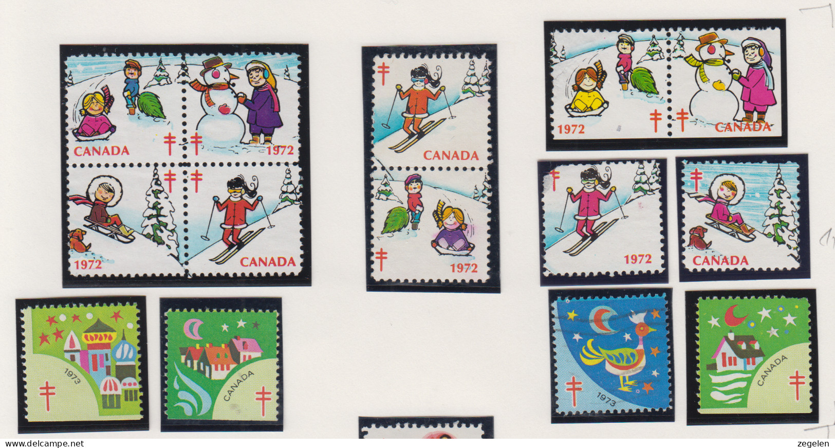 Canada Kleine Verzameling Kerstvignetten Jaar 1972+1973 - Altri & Non Classificati