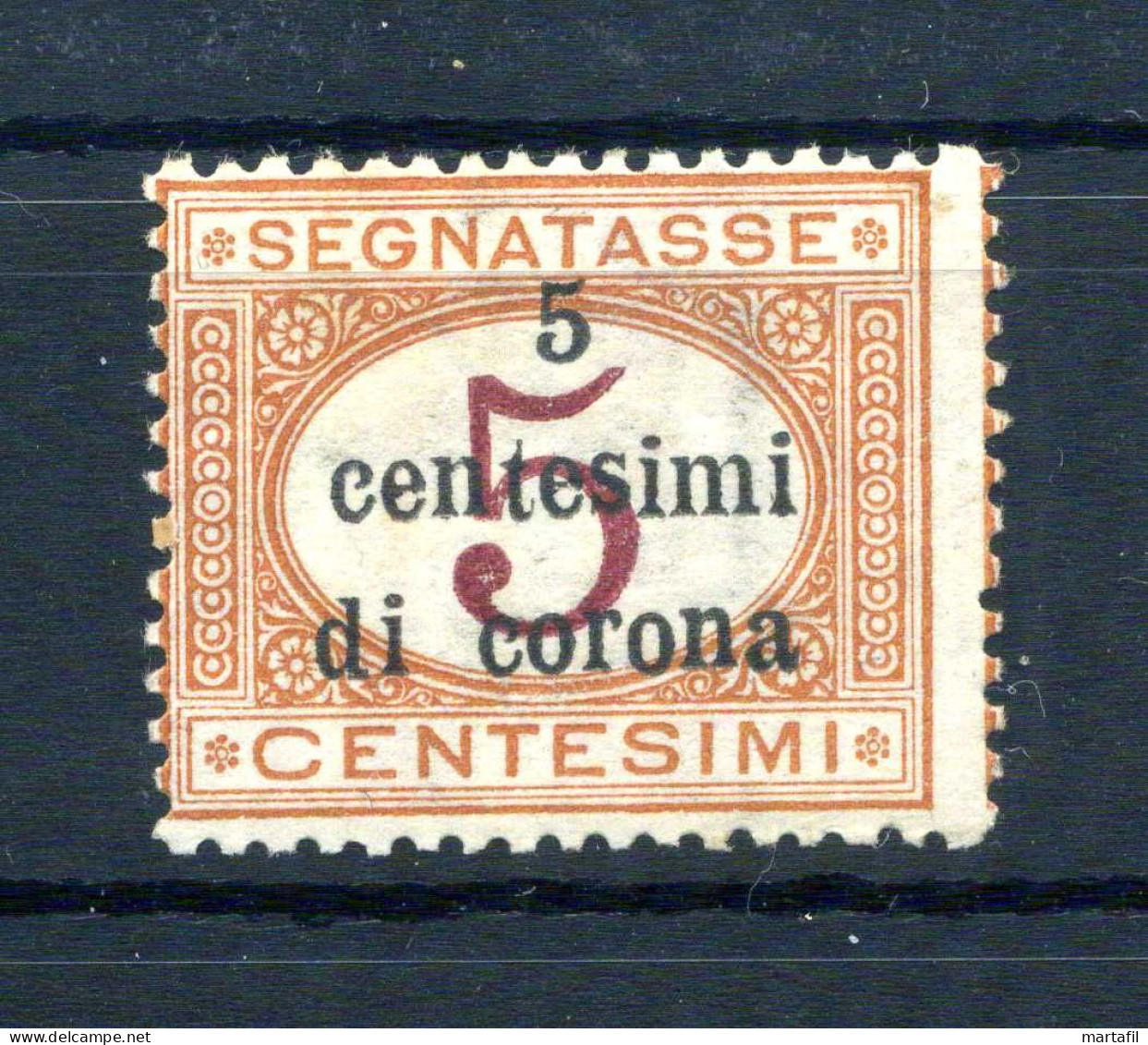 1919 TRENTO & TRIESTE SEGNATASSE Tax N.1 MNH **, Francobolli D'Italia Soprastampati, 5 Centesimi - Trento & Trieste