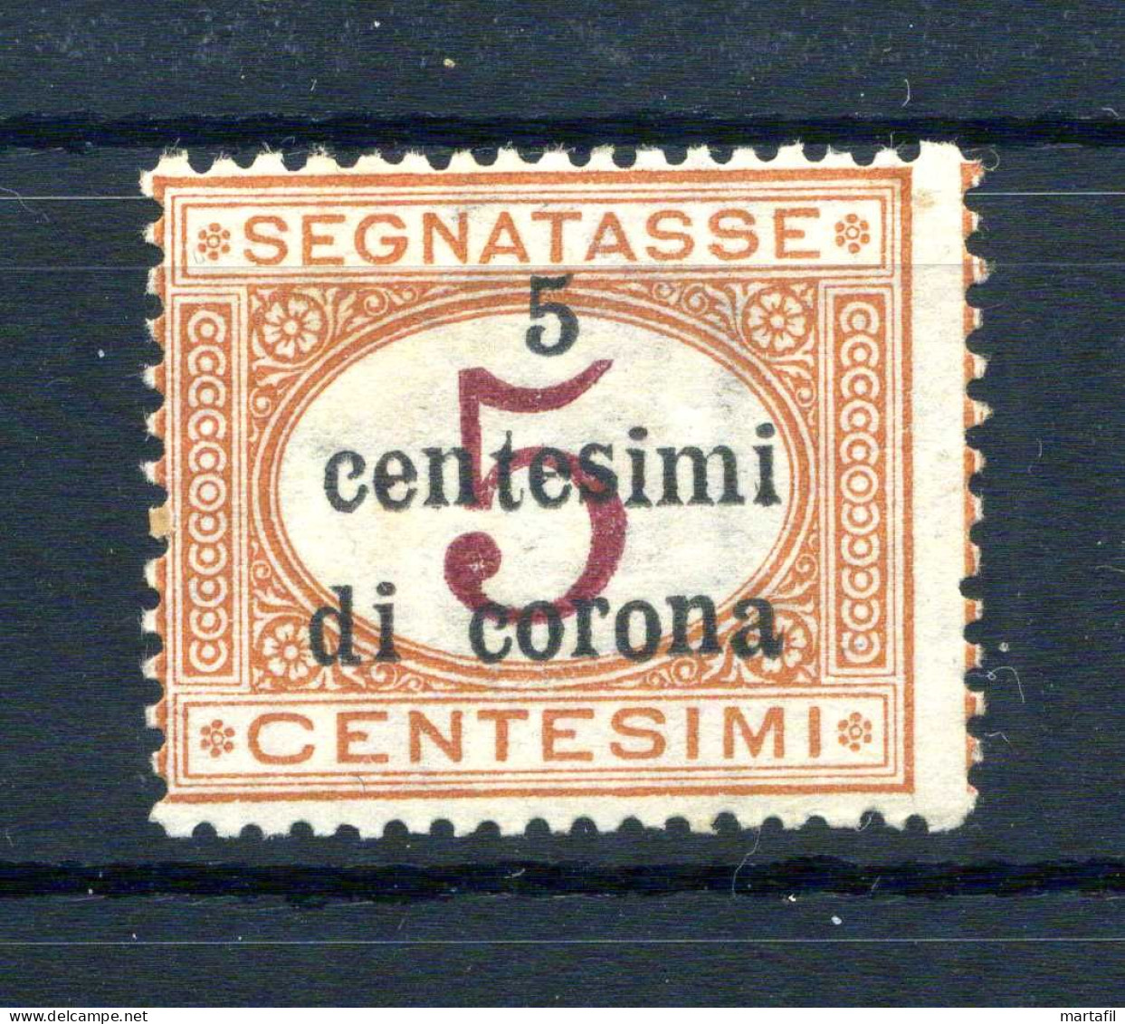 1919 TRENTO & TRIESTE SEGNATASSE Tax N.1 MNH **, Francobolli D'Italia Soprastampati, 5 Centesimi - Trente & Trieste