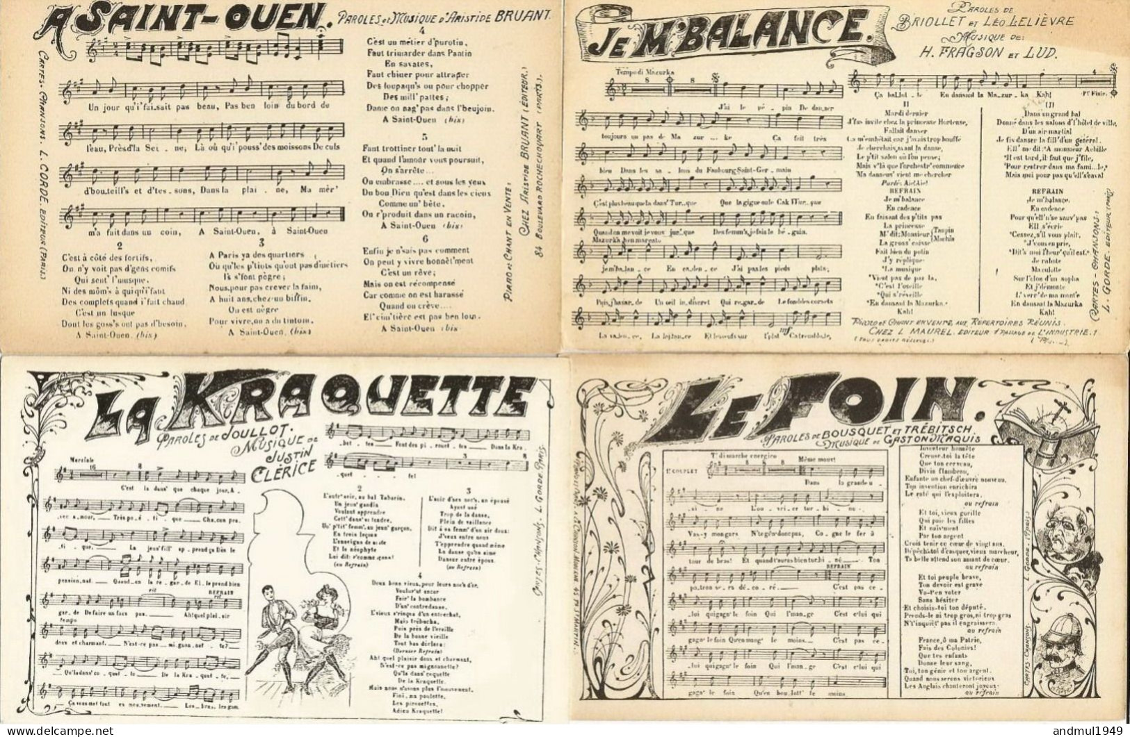 Lot De 15 CP De Chansons D'antan - Libri Di Canti