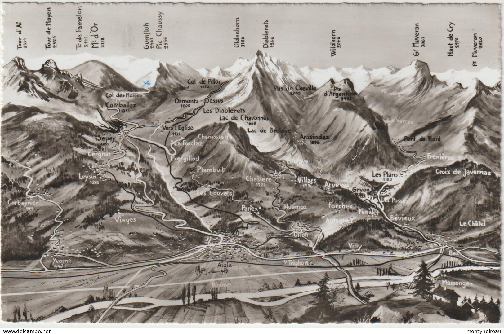 Suisse :  Photo  Edition A. Deriaz , Bazulmes: Vues Bex, Le Chatel,vieges,leysin,la Forclaz Chesière ,villars..... - Villars-les-Moines