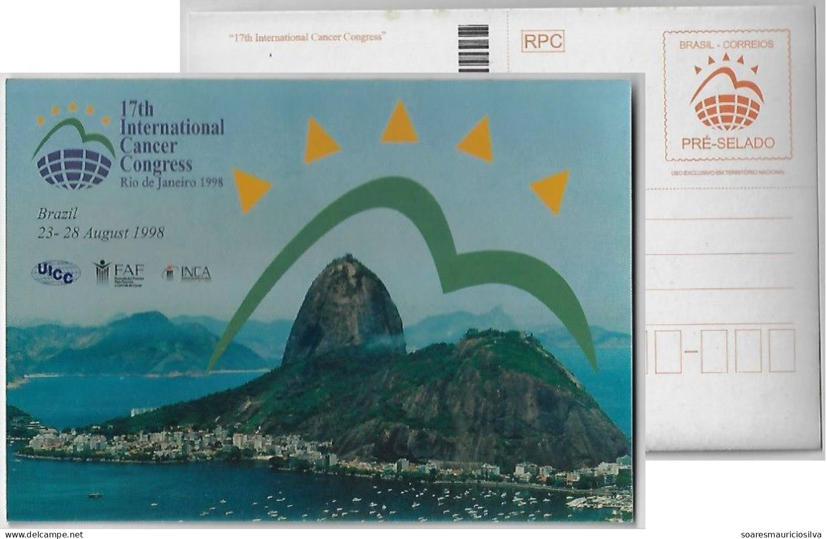 Brazil 1998 Postal Stationery Card BP-192 17th International Cancer Congress In Rio De Janeiro Health Desease Unused - Entiers Postaux