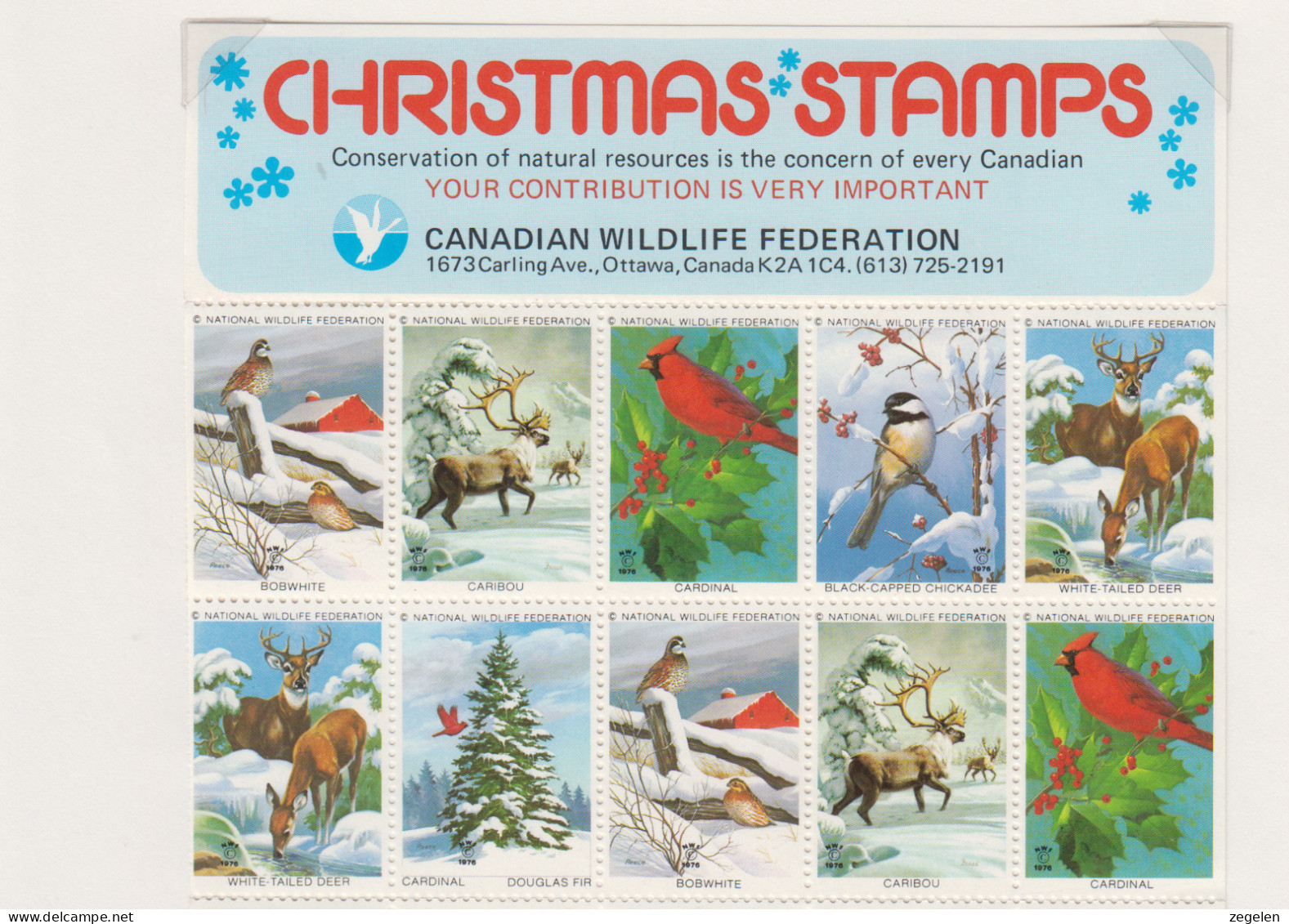 Canada  Volledig Vel Kerstvignetten Ten Voordele Van De Natuur 2 Scans - Autres & Non Classés