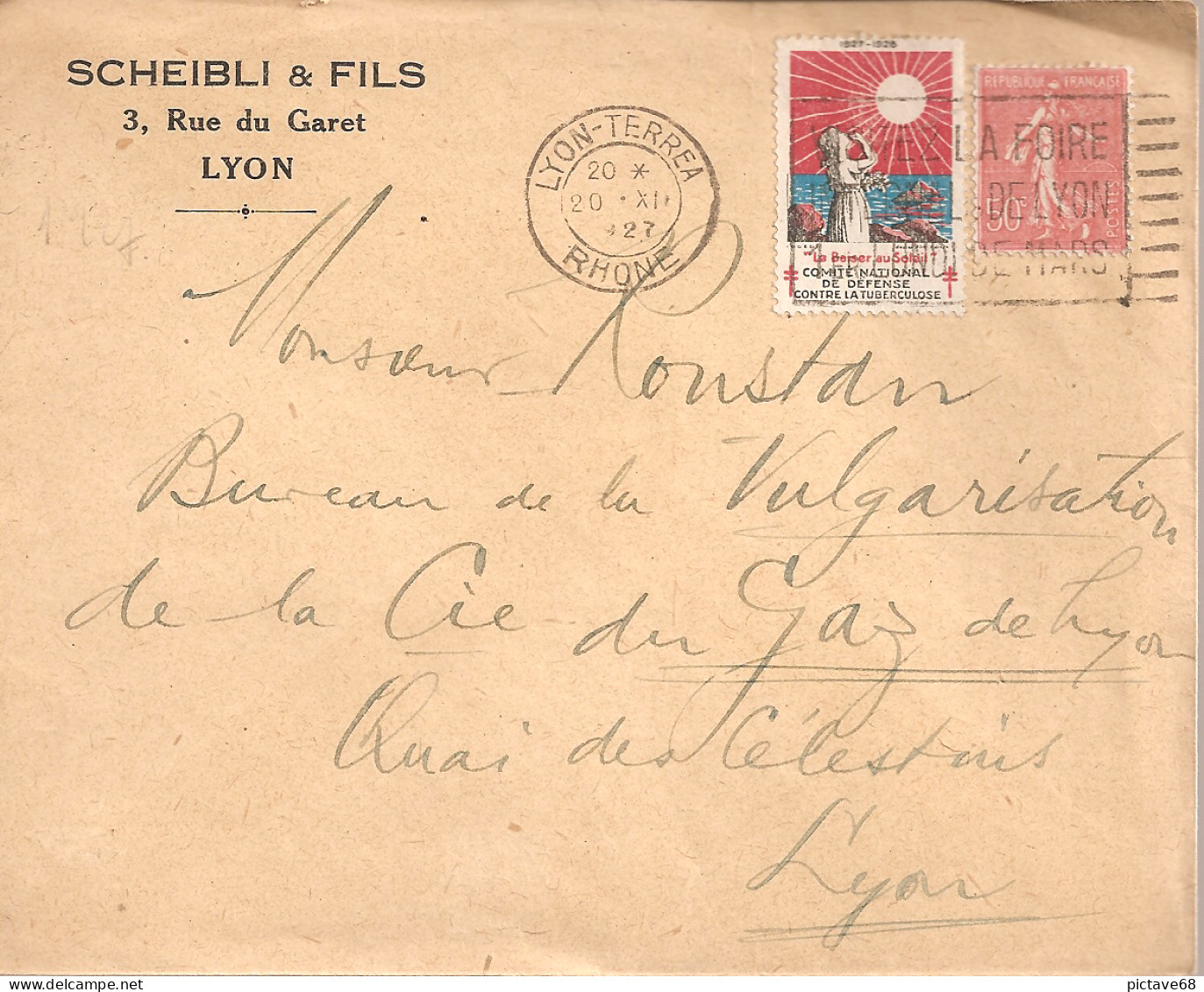FRANCE / ENVELOPPE AVEC TIMBRE ANTI TUBERCULEUX DE 1927 - Lettres & Documents