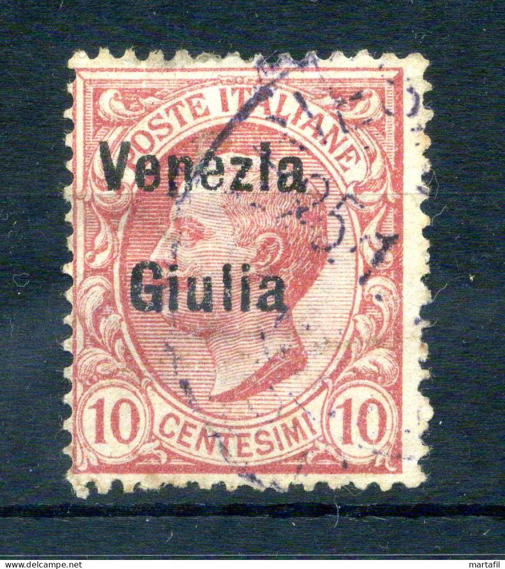 1918-19 VENEZIA GIULIA N.22 USATO 10 Centesimi, Francobolli D'Italia Sovrastampati - Vénétie Julienne