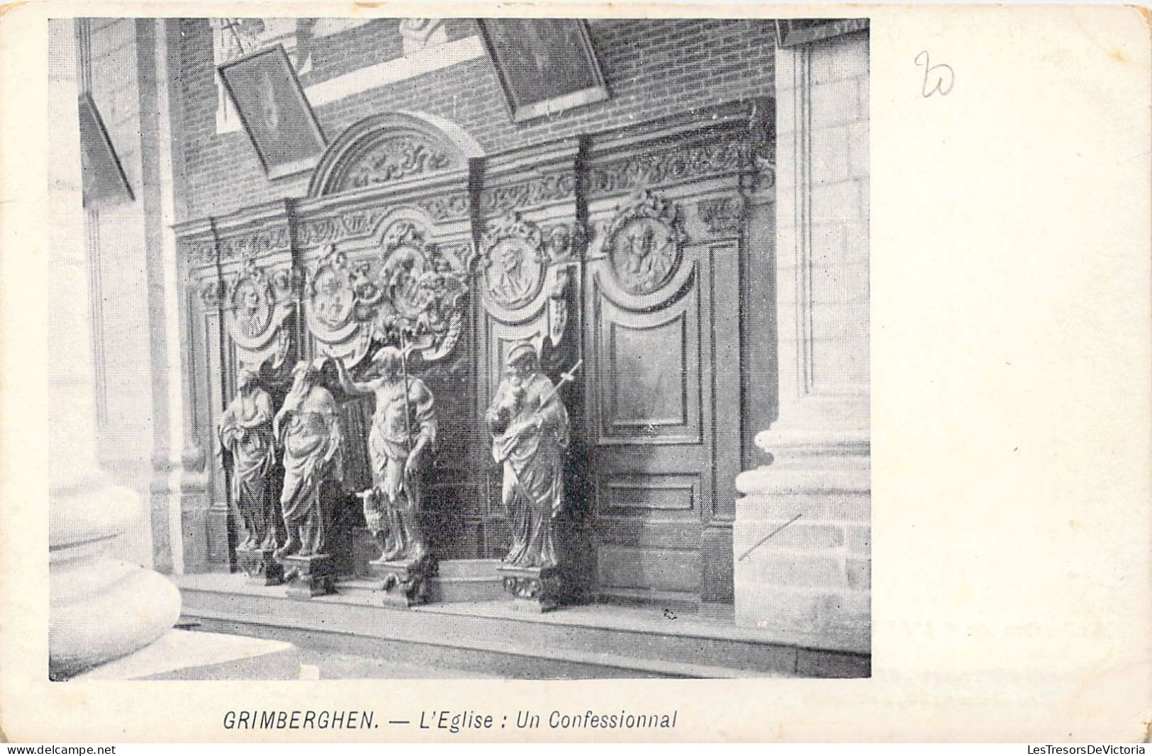BELGIQUE - Grimberghen - L'Eglise : Un Confessionnal - Carte Postale Ancienne - Grimbergen