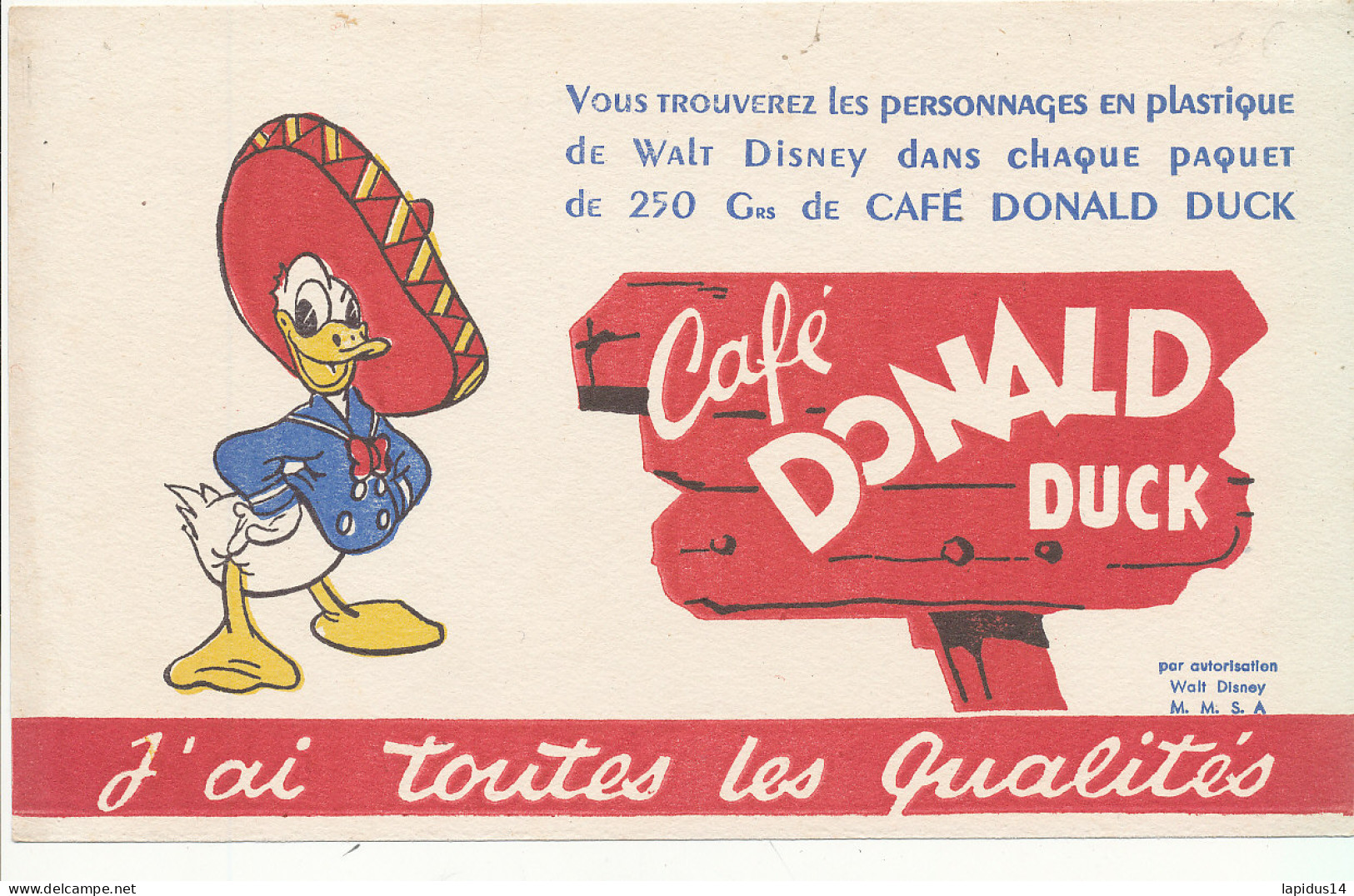 BU 2658 /   BUVARD    CAFE DONALD DUCK   ( 21,00 Cm X 13,50 Cm) - Caffè & Tè