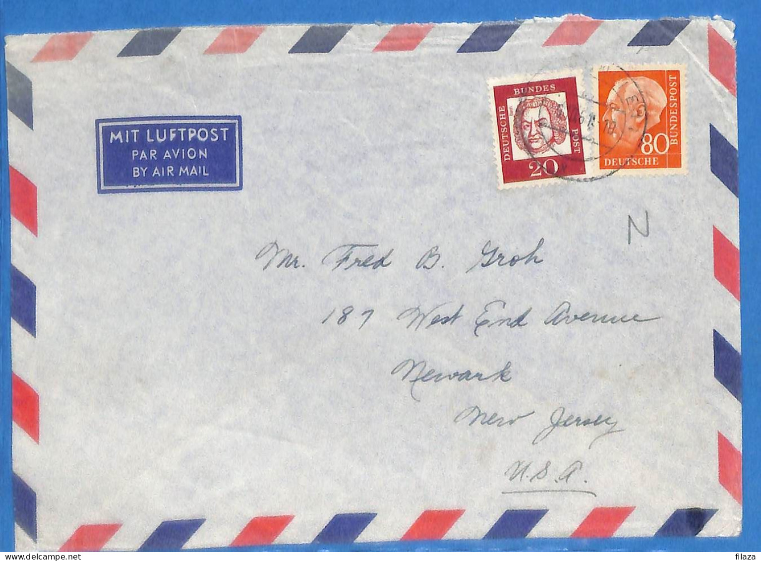 Allemagne Republique Federale 1961 Lettre Par Avion De Munchen Aux USA (G18865) - Briefe U. Dokumente