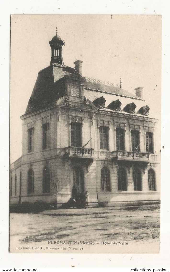 JC, Cp, 86, PLEUMARTIN, Hôtel De Ville , écrite 1916 - Pleumartin