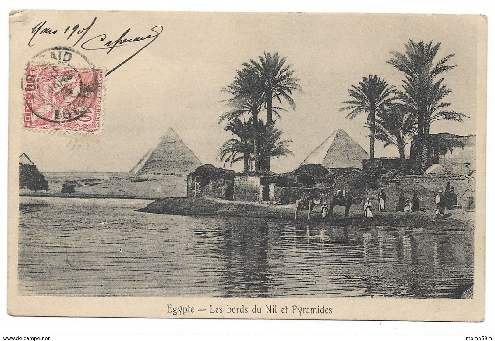 Port Said 1905 .Mouchon 10c. Les Bords Du Nil Et Pyramides - Cartas & Documentos