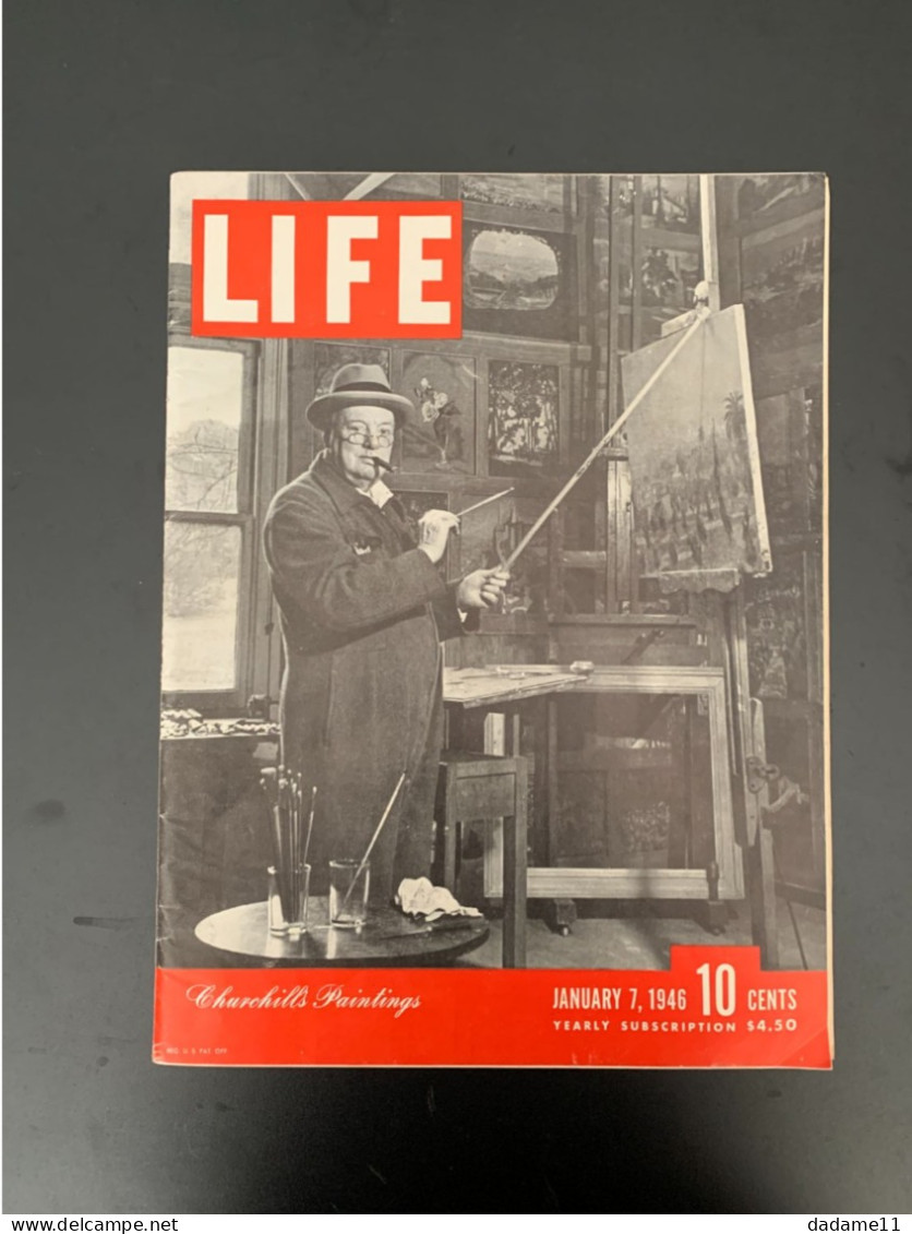 Journal Américain  Life 1946 Churchill Peintre - Documents