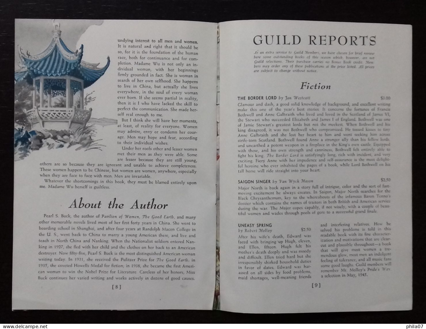 Wings - The literary guld review December 1946 - 'Pavilion of Women' by Pearl S. Buck / 9 images