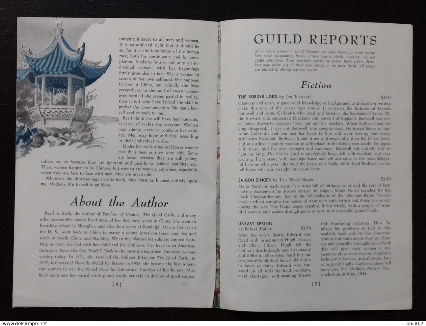 Wings - The literary guld review December 1946 - 'Pavilion of Women' by Pearl S. Buck / 9 images