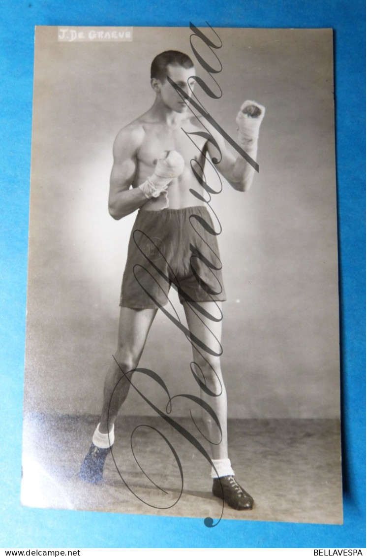 Boksen Bokser Boxeur Boxing Boxer  " J.DE GRAEVE  "   Fotokaart Photo HALLEUX Berchem - Boxeo