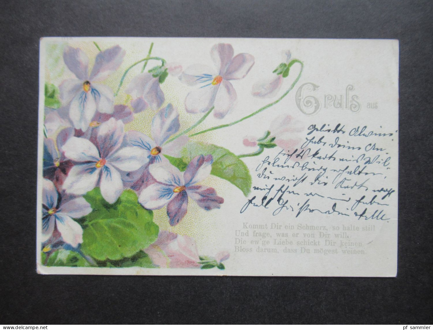 DR 1902 Künstlerkarte Blumen / Gruß Aus...mit Ank. Stempel K1 Wilhelmsburg (Elbe) Bahnhof - Souvenir De...