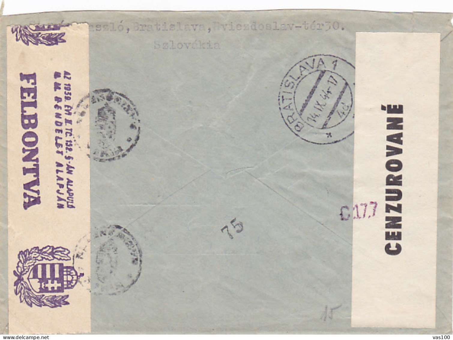 PLANE, LANDSCAPE, CENSORED WW2, STAMPS ON COVER, 1944, SLOVAKIA - Autres & Non Classés