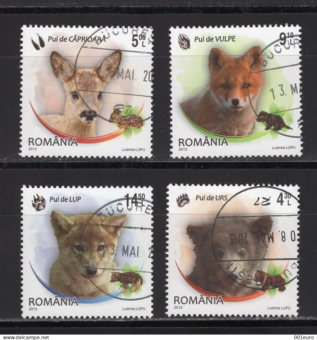 ROMANIA 2012: WILD CUBS Used Stamps Set - Registered Shipping! - Oblitérés