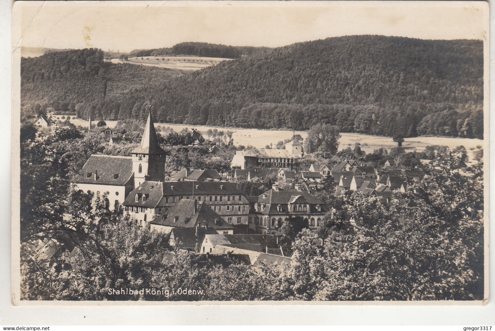 C8951) Stahlbad KÖNIG I. Odenwald - Häuser Kirche 1931 - Bad Koenig