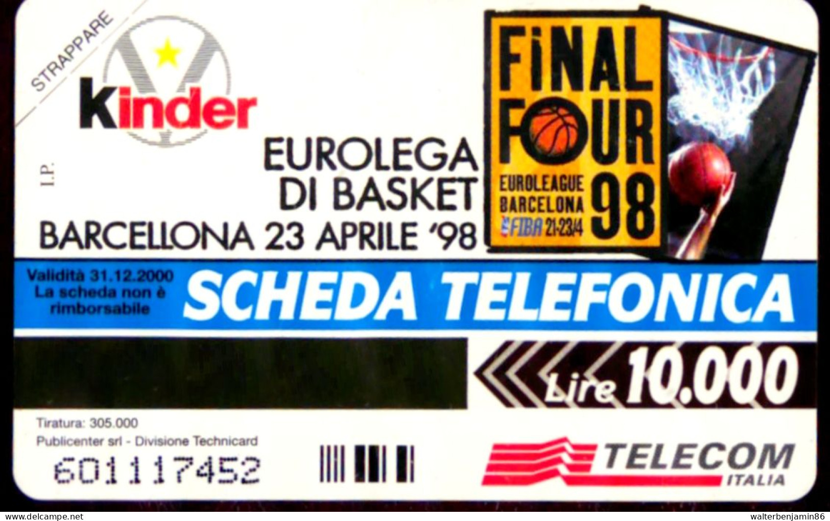 G 853 C&C 2937 SCHEDA TELEFONICA NUOVA MAGNETIZZATA KINDER BASKET - Collections