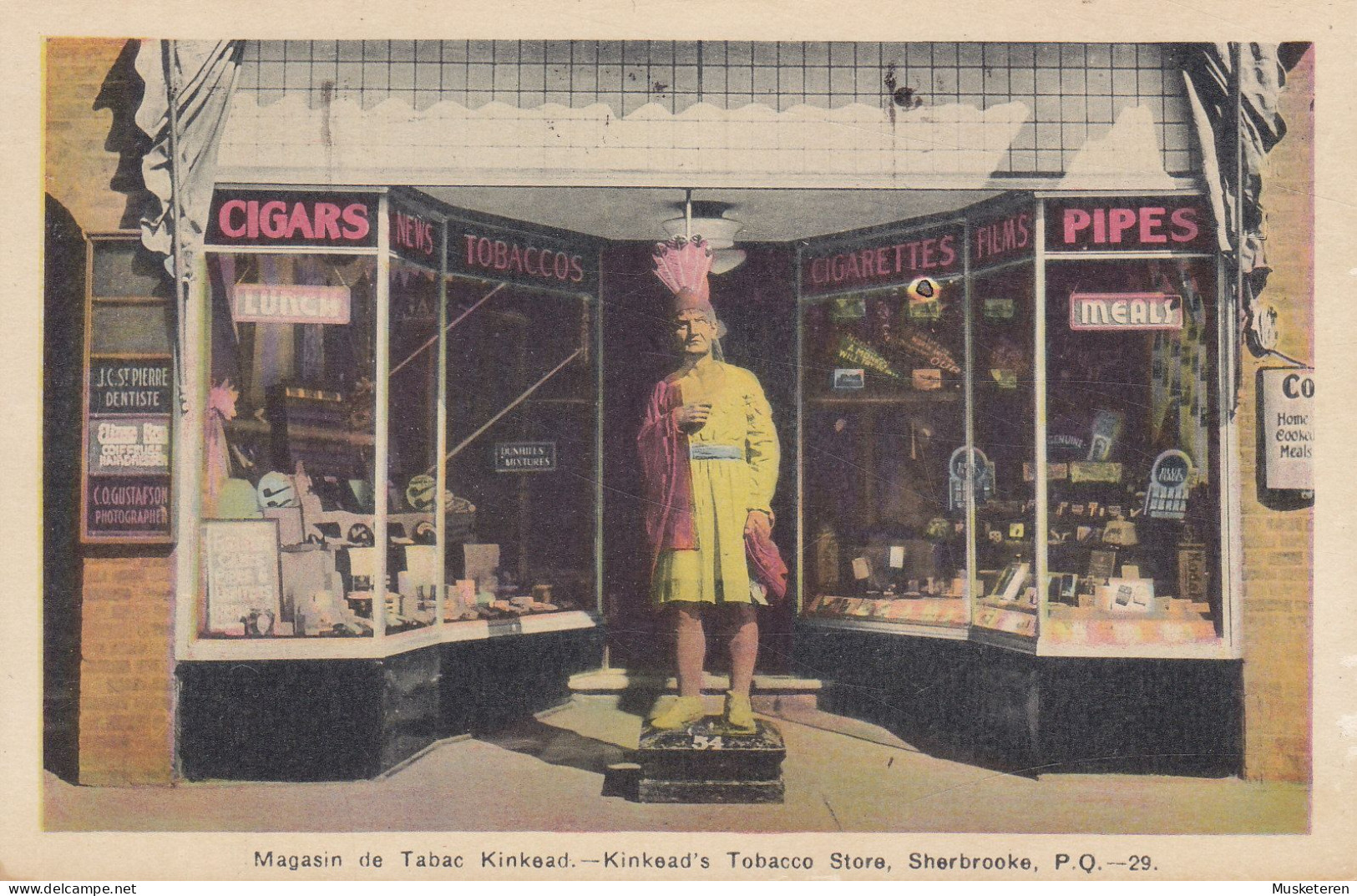 Canada CPA Sherbrooke Magasin De Tabac Kinkead Kinkead's Tobacco Store Cigars Pipes SHERBROOKE 1947 (2 Scans) - Sherbrooke