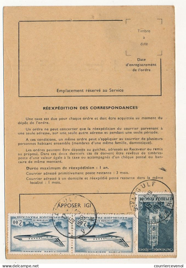 FRANCE - 12 ordres de réexpédition, affranchis timbres avions dont 5,00F Caravelle, combinaisons diverses