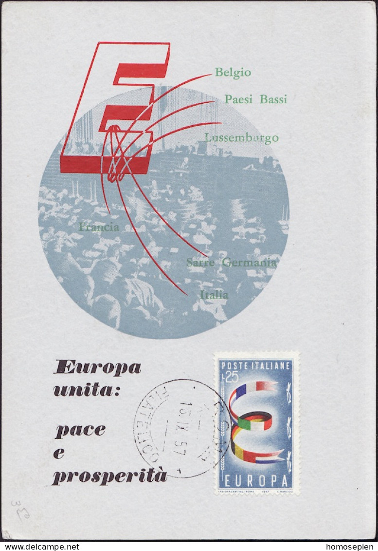 Europa CEPT 1957 Italie - Italy - Italien CM Y&T N°744 - Michel N°MK992 - 25l EUROPA - 1957