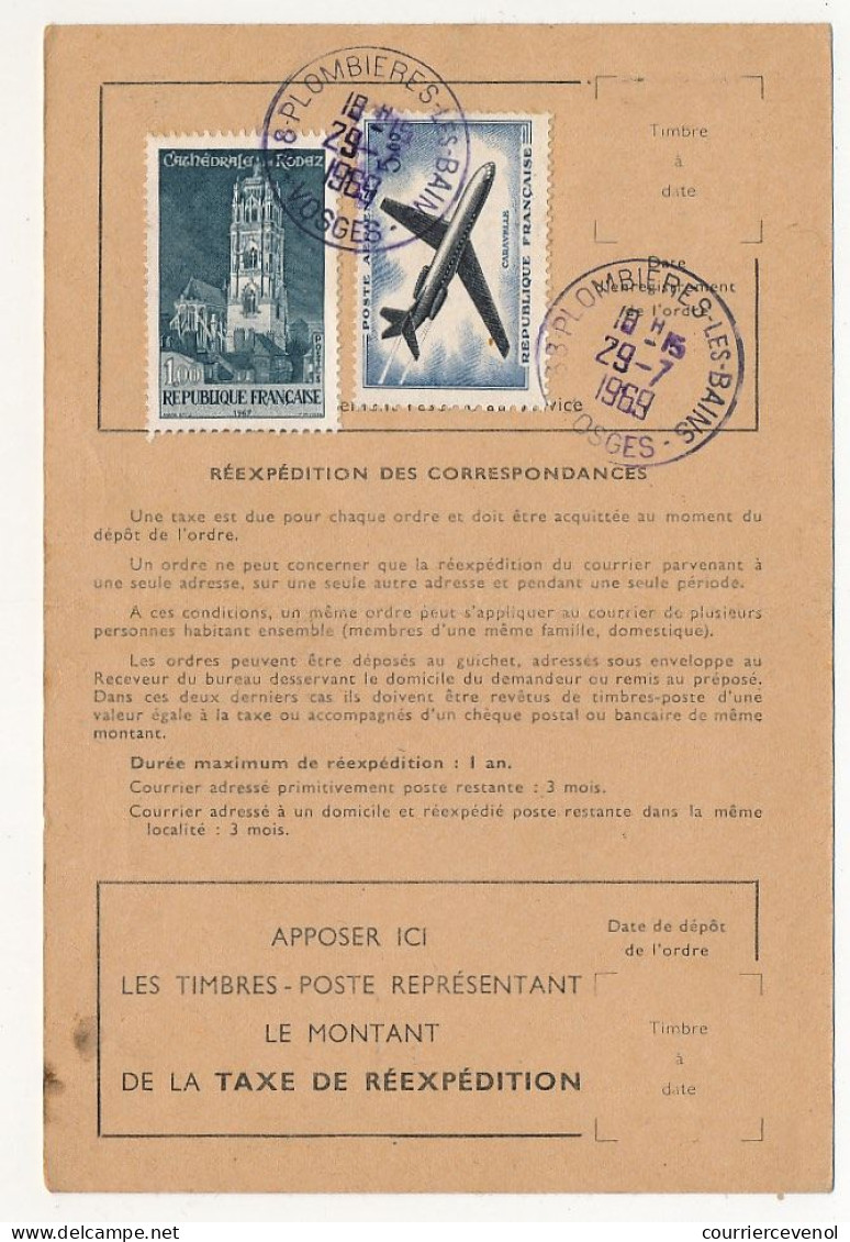 FRANCE - 12 Ordres De Réexpédition, Affranchis Timbres Avions Dont 5,00F Caravelle, Combinaisons Diverses - Lettres & Documents