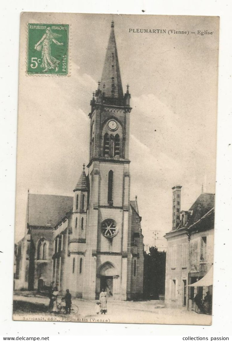 JC, Cp, 86, PLEUMARTIN, église , Voyagée 1916 - Pleumartin