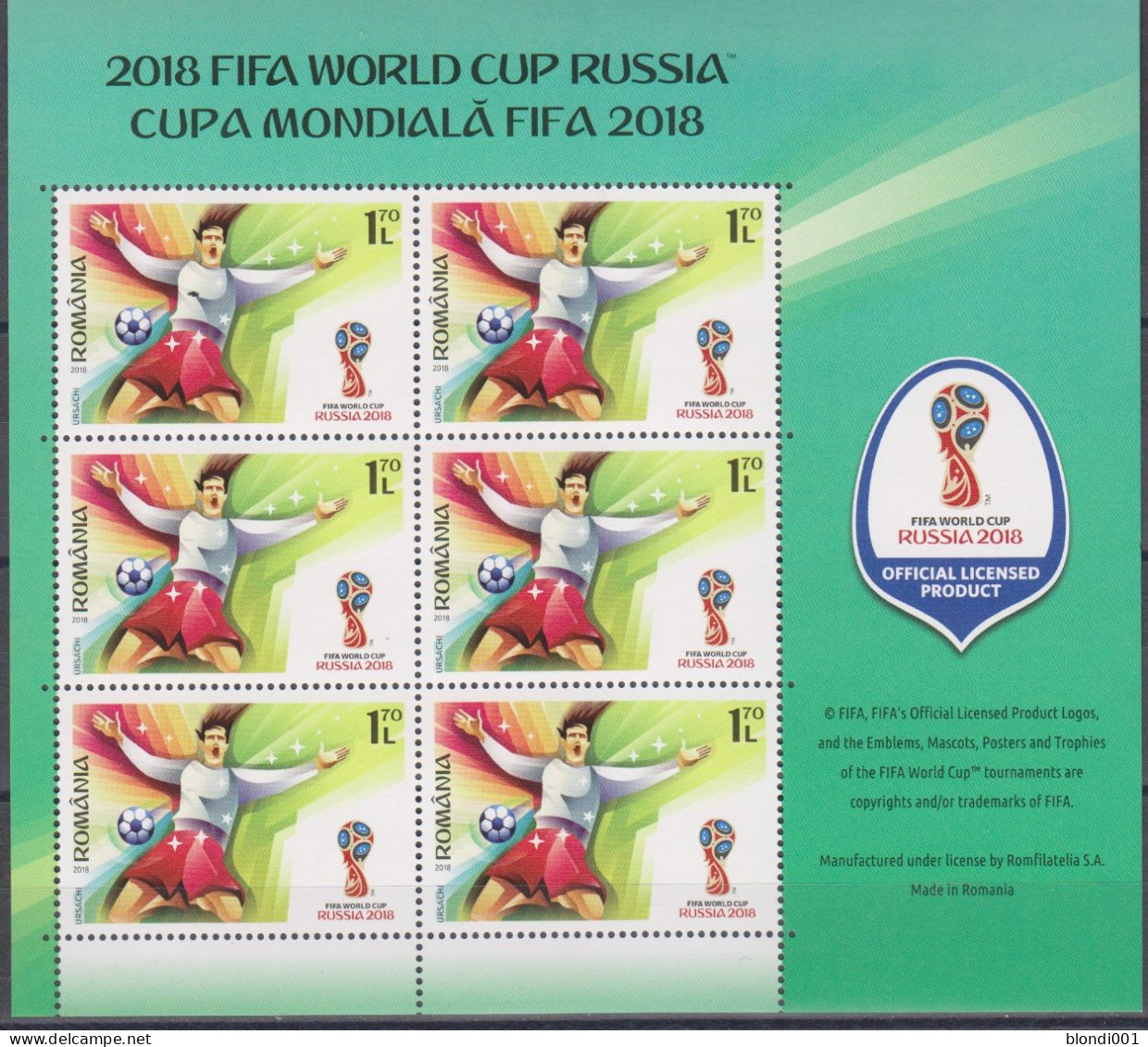 Soccer World Cup 2018 - Football - ROMANIA - Sheet MNH - 2018 – Rusia