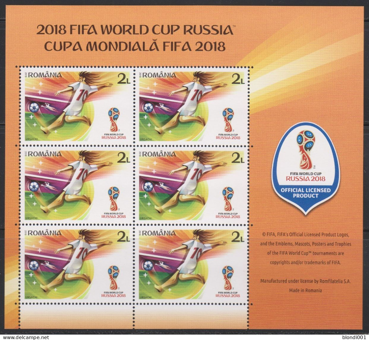 Soccer World Cup 2018 - Football - ROMANIA - Sheet MNH - 2018 – Rusia