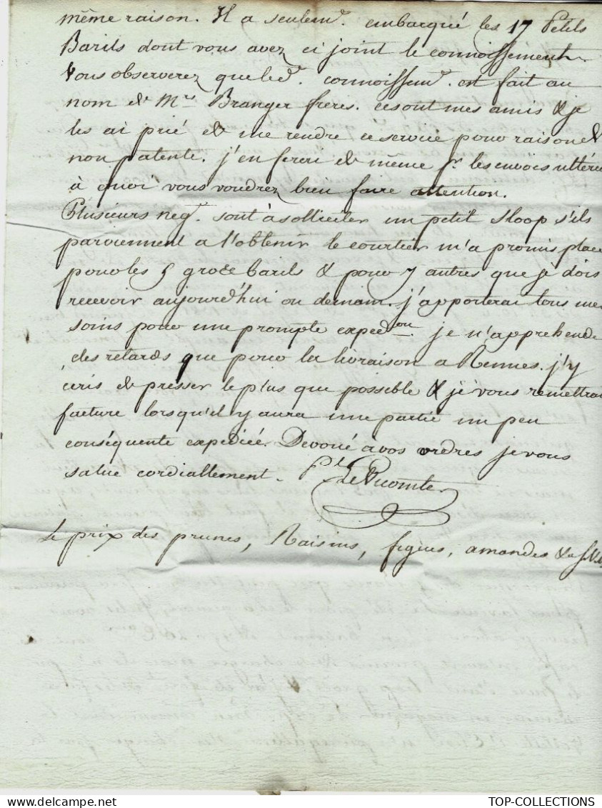1801    LETTRE SIGN « Levicomte » Nantes NAVIGATION NEGOCE EXPEDITION >  Dupuch  Armateur  Traite "négrière" - 1800 – 1899