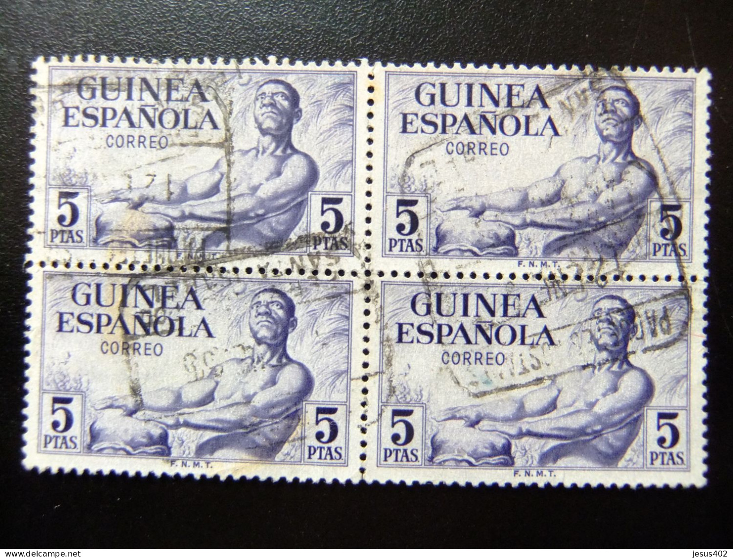 GUINEA ESPAÑOLA 1952 INDÍGENA CON TAM-TAM EDIFIL 313 FU - Guinea Española