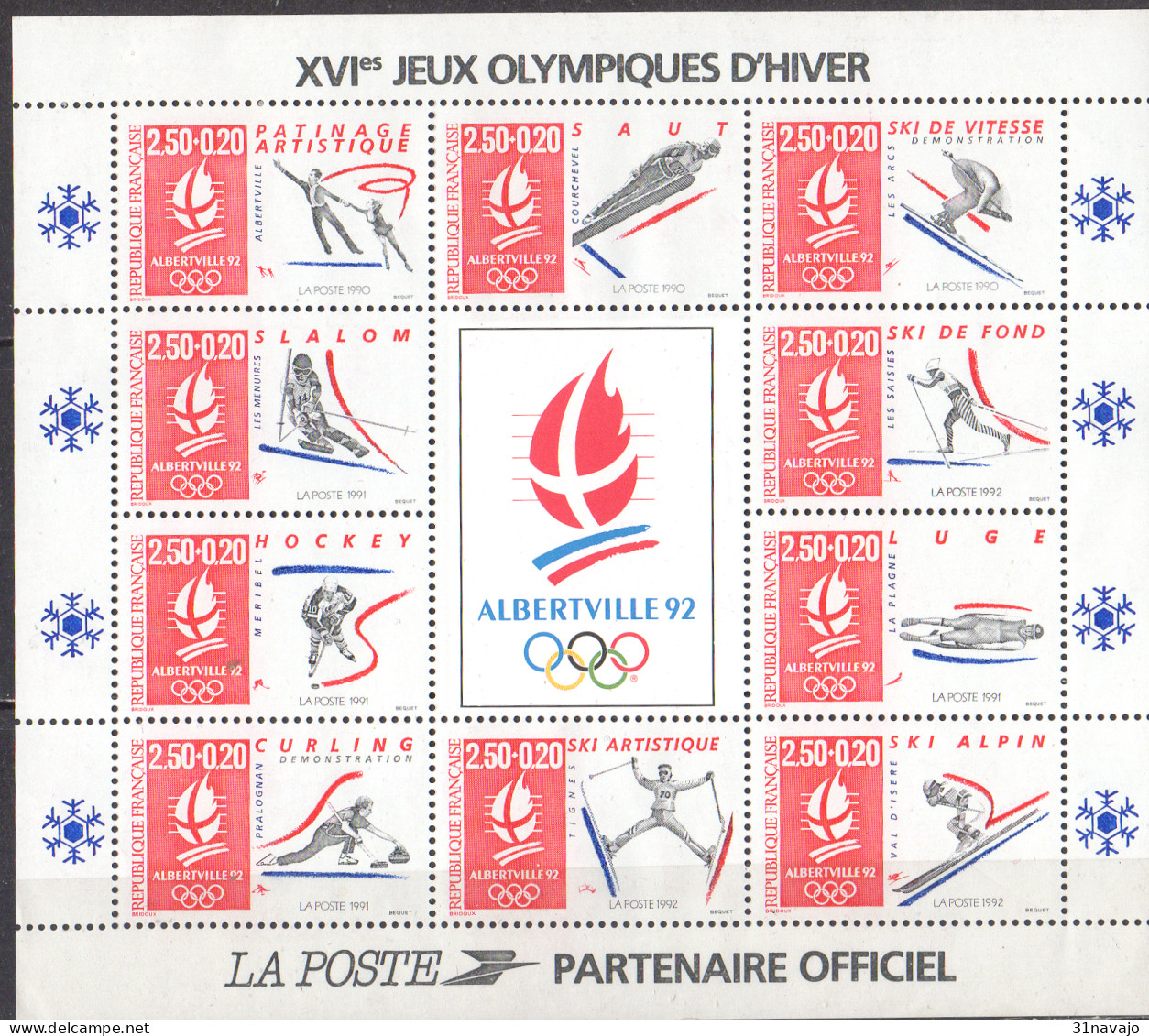 FRANCE - Jeux Olympiques D"Albertville Feuillet - Neufs