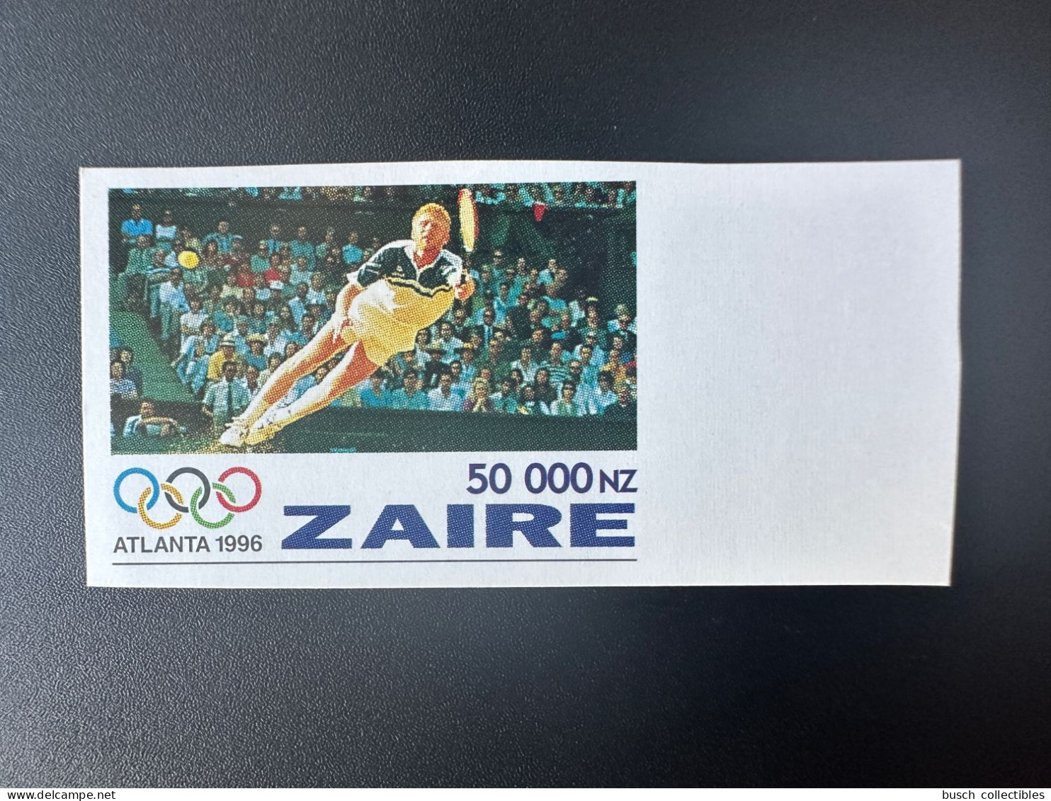 Congo Zaire 1996 COB 1496 IMPERF ND Cardboard/papier Carton Atlanta 1996 Tennis Olympic Games Jeux Olympiques Olympia - Ongebruikt